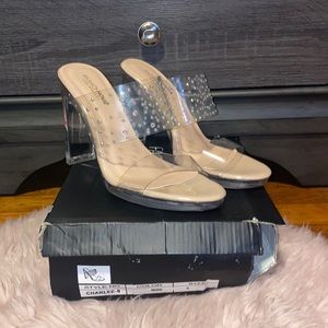 Fashion Nova Charlee Sandal Heel w/ Rhinestones